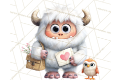 Valentine Yeti Clipart PNG Cute Love Monster Art Product Image 4