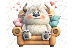Valentine Yeti Clipart PNG Cute Love Monster Art Product Image 5