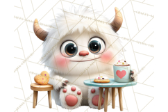 Valentine Yeti Clipart PNG Cute Love Monster Art Product Image 2