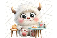 Valentine Yeti Clipart PNG Cute Love Monster Art Product Image 2