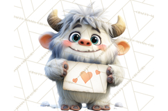 Valentine Yeti Clipart PNG Cute Love Monster Art Product Image 3