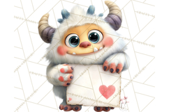 Valentine Yeti Clipart PNG Cute Love Monster Art Product Image 4