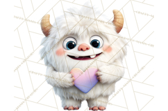 Valentine Yeti Clipart PNG Cute Love Monster Art Product Image 5