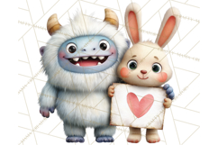 Valentine Yeti Clipart PNG Cute Love Monster Art Product Image 2