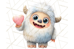 Valentine Yeti Clipart PNG Cute Love Monster Art Product Image 3