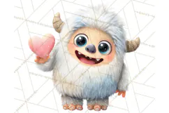 Valentine Yeti Clipart PNG Cute Love Monster Art Product Image 3