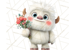 Valentine Yeti Clipart PNG Cute Love Monster Art Product Image 4