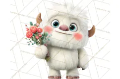 Valentine Yeti Clipart PNG Cute Love Monster Art Product Image 4