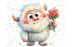 Valentine Yeti Clipart PNG Cute Love Monster Art Product Image 5