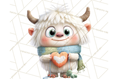 Valentine Yeti Clipart PNG Cute Love Monster Art Product Image 4