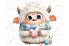 Valentine Yeti Clipart PNG Cute Love Monster Art Product Image 5