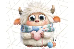 Valentine Yeti Clipart PNG Cute Love Monster Art Product Image 5