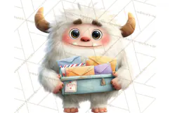 Valentine Yeti Clipart PNG Cute Love Monster Art Product Image 2
