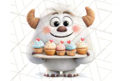 Valentine Yeti Clipart PNG Cute Love Monster Art Product Image 3