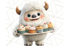 Valentine Yeti Clipart PNG Cute Love Monster Art Product Image 4
