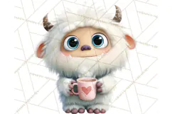 Valentine Yeti Clipart PNG Cute Love Monster Art Product Image 2