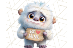 Valentine Yeti Clipart PNG Cute Love Monster Art Product Image 3