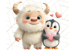 Valentine Yeti Clipart PNG Cute Love Monster Art Product Image 4