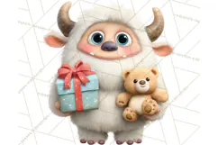 Valentine Yeti Clipart PNG Cute Love Monster Art Product Image 5