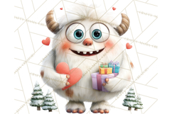 Valentine Yeti Clipart PNG Cute Love Monster Art Product Image 3