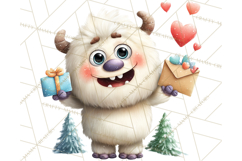 Valentine Yeti Clipart PNG Cute Love Monster Art Product Image 4