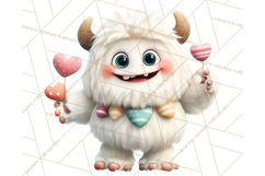 Valentine Yeti Clipart PNG Cute Love Monster Art Product Image 5
