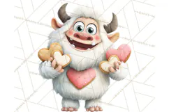 Valentine Yeti Clipart PNG Cute Love Monster Art Product Image 2