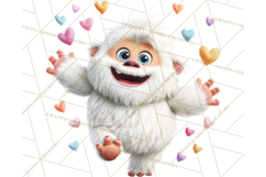 Valentine Yeti Clipart PNG Cute Love Monster Art Product Image 3