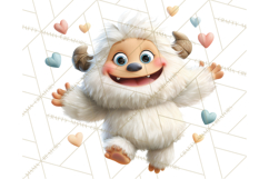 Valentine Yeti Clipart PNG Cute Love Monster Art Product Image 4