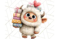 Valentine Yeti Clipart PNG Cute Love Monster Art Product Image 5