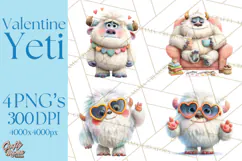 Valentine Yeti Clipart PNG Cute Love Monster Art Product Image 1