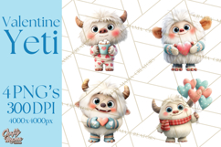 Valentine Yeti Clipart PNG Cute Love Monster Art Product Image 1