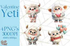 Valentine Yeti Clipart PNG Cute Love Monster Art Product Image 1