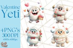 Valentine Yeti Clipart PNG Cute Love Monster Art Product Image 1