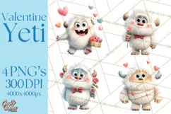 Valentine Yeti Clipart PNG Cute Love Monster Art Product Image 1