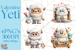 Valentine Yeti Clipart PNG Cute Love Monster Art Product Image 1