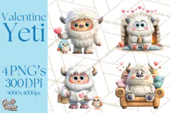 Valentine Yeti Clipart PNG Cute Love Monster Art Product Image 1