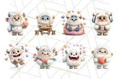 Valentine Yeti Clipart PNG Cute Love Monster Art Product Image 2