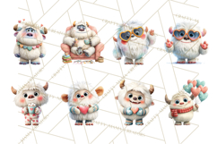 Valentine Yeti Clipart PNG Cute Love Monster Art Product Image 6