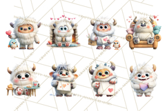 Valentine Yeti Clipart PNG Cute Love Monster Art Product Image 8