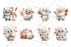 Valentine Yeti Clipart PNG Cute Love Monster Art Product Image 3