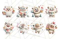 Valentine Yeti Clipart PNG Cute Love Monster Art Product Image 7