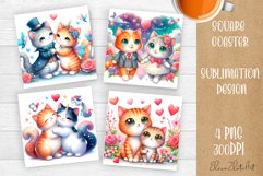 Valentines Day Square Coaster |Cute animals, animal Product Image 1
