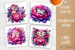 Valentines Day Square Coaster |Cute flower animals Product Image 1