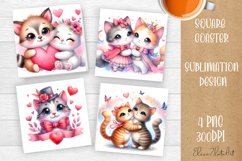 Valentines Day Square Coaster |Cute animals, animal Product Image 1