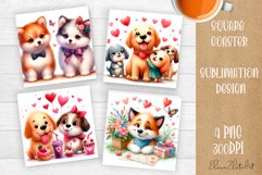 Valentines Day Square Coaster |Cute animals, animal Product Image 1
