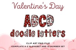 Valentine&#039;s Day Doodle Alphabet Red Heart Letters Hand Draw Product Image 1