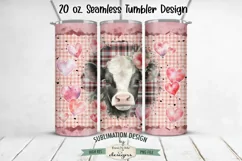 Valentine Cow 20 oz Seamless Tumbler Wrap Design PNG File Product Image 1