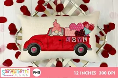 Gnome in truck Valentine Sublimation clipart Product Image 1