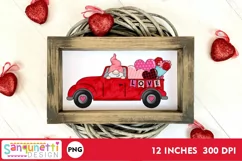 Gnome in truck Valentine Sublimation clipart Product Image 3
